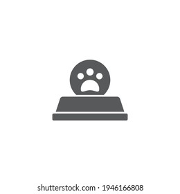 Pet food bowl for cat or dog icon isolated on white background. Dog or cat paw print. Set icons colorful square buttons. Vector Illustration