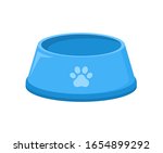 Pet food bowl for dog cat vector icon. Pet plate isolated flat feed bowl.