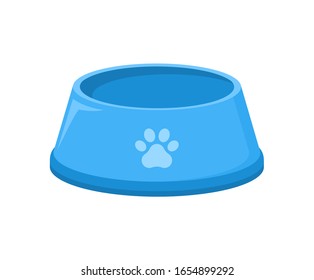 Pet food bowl for dog cat vector icon. Pet plate isolated flat feed bowl.