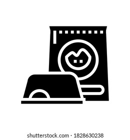 pet food and bowl glyph icon vector. pet food and bowl sign. isolated contour symbol black illustration
