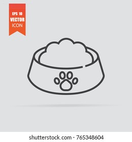 Pet food bowl icon in flat style isolated on grey background. For your design, logo. Vector illustration.