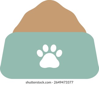Pet Food Bowl Icon with Paw Symbol