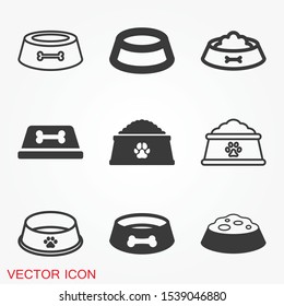 Pet food bowl vector icon logo french bulldog symbol dog food bone paw heart cartoon illustration clip art graphic simple