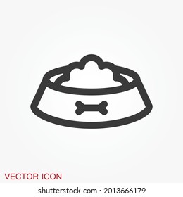 Pet food bowl vector icon logo, dog food bone