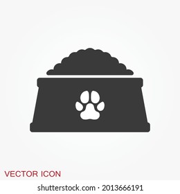 Pet food bowl vector icon logo, dog food bone