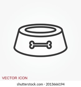 Pet food bowl vector icon logo, dog food bone