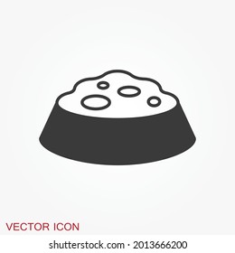 Pet food bowl vector icon logo, dog food bone