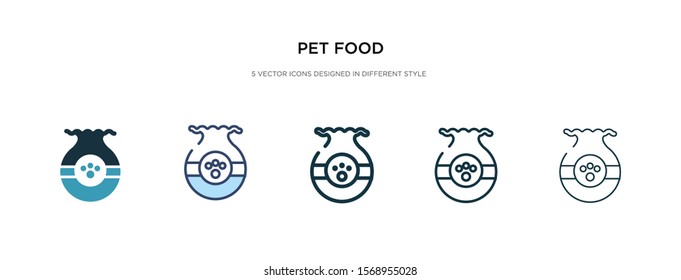 pet food icon in different style vector illustration. two colored and black pet food vector icons designed in filled, outline, line and stroke style can be used for web, mobile, ui