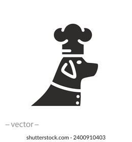 pet food icon, dog with chef cap concept, flat symbol - vector illustration