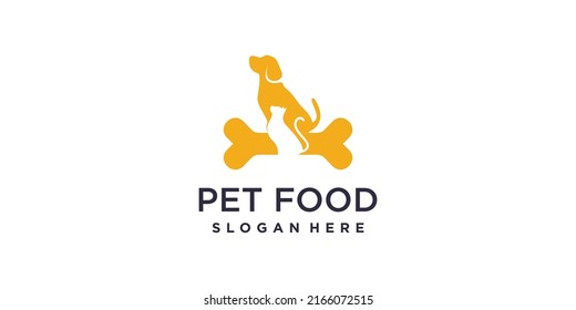 Pet food icon logo design with creative element concept Premium Vector