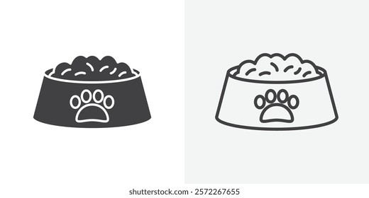 Pet food icons. flat and line style set