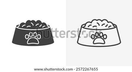 Pet food icons. flat and line style set