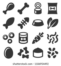 Pet Food Icons Set on White Background. Vector