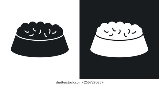 Pet food icons in solid black and white colors