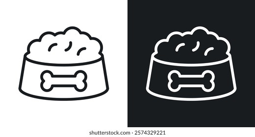 Pet food icons in thin black and white stroke liner style