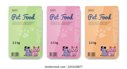 Pet food label design set abstract vector packaging design layouts collection cat food label design dog food label design puppy and cat sketch faces background