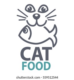 Pet food logo with cat icon. concept of veterinary, visual identity. Vector Illustration.