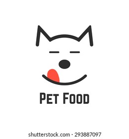 Pet Food Logo With Dog Icon. Concept Of Veterinary, Visual Identity, Vet, Dog Forage, Wildlife, Pet Store, Feed. Isolated On White Background. Flat Style Trend Modern Brand Design Vector Illustration