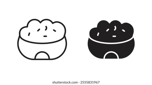 Pet food outlined and solid icon vector collection.