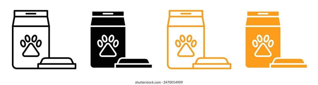 Icono del paquete de alimentos para mascotas que muestra comidas nutritivas para mascotas, ideal para tiendas de mascotas, clínicas veterinarias y productos de cuidado animal