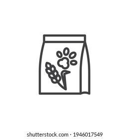 Icono de línea de paquete de comida para mascotas. signo de estilo lineal para concepto móvil y diseño web. Icono del vector de contorno de la bolsa de alimentos para animales. Símbolo, ilustración del logotipo. Gráficos vectoriales