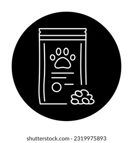 Pet food packaging black line icon. Pictogram for web page, mobile app, promo.