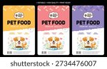 Pet food packaging template label and packaging design, dog and cat fresh food pouch label packaging design, editable vector file high qality print ready labels set