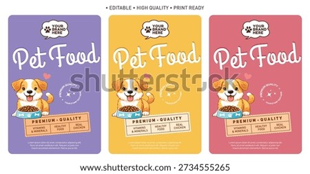 Pet food packaging template label and packaging design, dog and cat fresh food pouch label packaging design, editable vector file high qality print ready labels