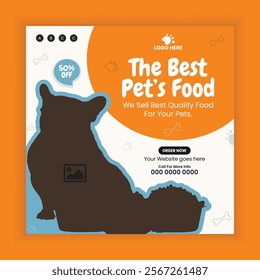 Pet food sale Social Media Post and Animal food store online Post Square Flyer Design Template