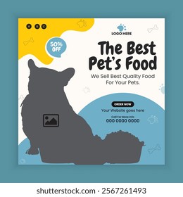 Pet food sale Social Media Post and Animal food store online Post Square Flyer Design Template