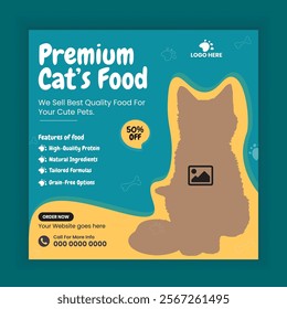 Pet food sale Social Media Post and Animal food store online Post Square Flyer Design Template