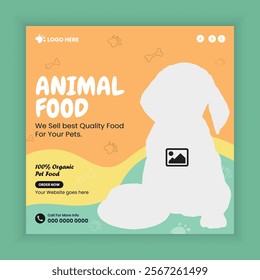 Pet food sale Social Media Post and Animal food store online Post Square Flyer Design Template