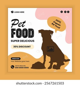 Pet food sale Social Media Post and Animal food store online Post Square Flyer Design Template