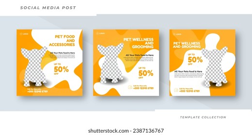 Pet food shop banner for social media post template