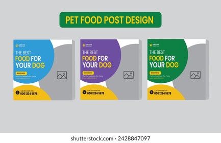 Pet food shop bundle stories and Animal food social media post template design or dog and cat food banner