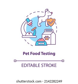 Pet food testing concept icon. Expertise in food market abstract idea thin line illustration. Nutritional analysis. Isolated outline drawing. Editable stroke. Arial, Myriad Pro-Bold fonts used