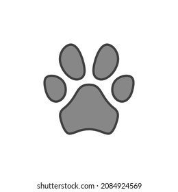 Pet Foot Print gray icon. Animal Paw Mark vector concept colored sign