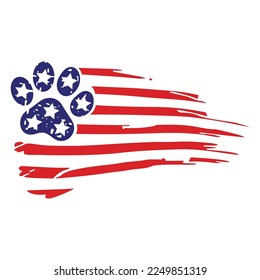 Pet foot sign in American flag vector illustration. Vector flag of USA.