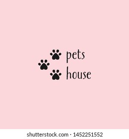 Pet Foot Symbol With Heart Logo. Animal Clinic Logo. Veterinary Logo Pet Logo Icon. Foot Silhouette. Vector