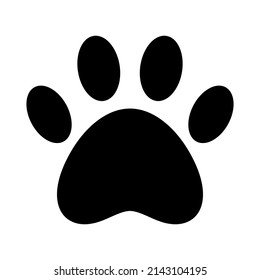 Pet footprint black vector icon. Cat or dog foot print, isolated on white background.