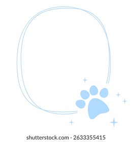 Pet footprint frame, pets love symbol, shape frame with dog or cat paws cute steps