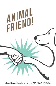 Pet Friend Poster. Fist Greeting Man And Dog