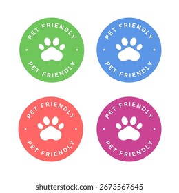 Conjunto de pegatinas de Vector de colores amigables para mascotas aisladas sobre fondo blanco