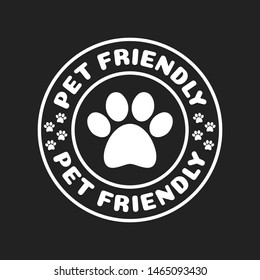 Pet Friendly, Dog Friendly Paw Print Logo Branding Vector Illustration Background