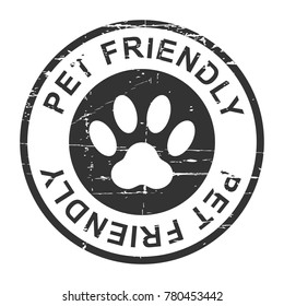 Pet friendly grunge stamp, black isolated on white background, vector illustration.