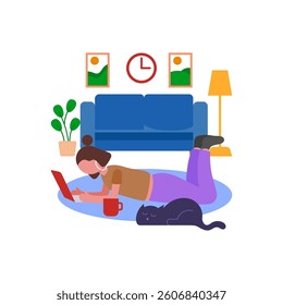 Pet friendly home workspace Vector Illustration