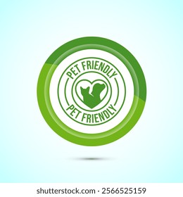 Pet friendly icon design illustration, Animal friendly label, badge, sign, symbol, Green Color Button Design