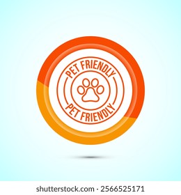 Pet friendly icon design illustration, Animal friendly label, badge, sign, symbol, Orange Color Button Design