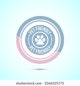 Pet friendly icon design illustration, Animal friendly label, badge, sign, symbol, Pastel Color Button Design