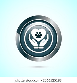 Pet friendly icon design illustration, Animal friendly label, badge, sign, symbol, Gray Color Round Button Design